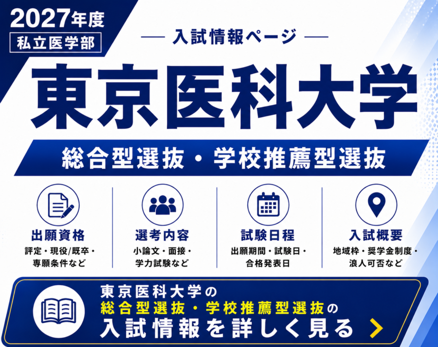 2027年度 東京医科大学医学部 学校推薦型選抜